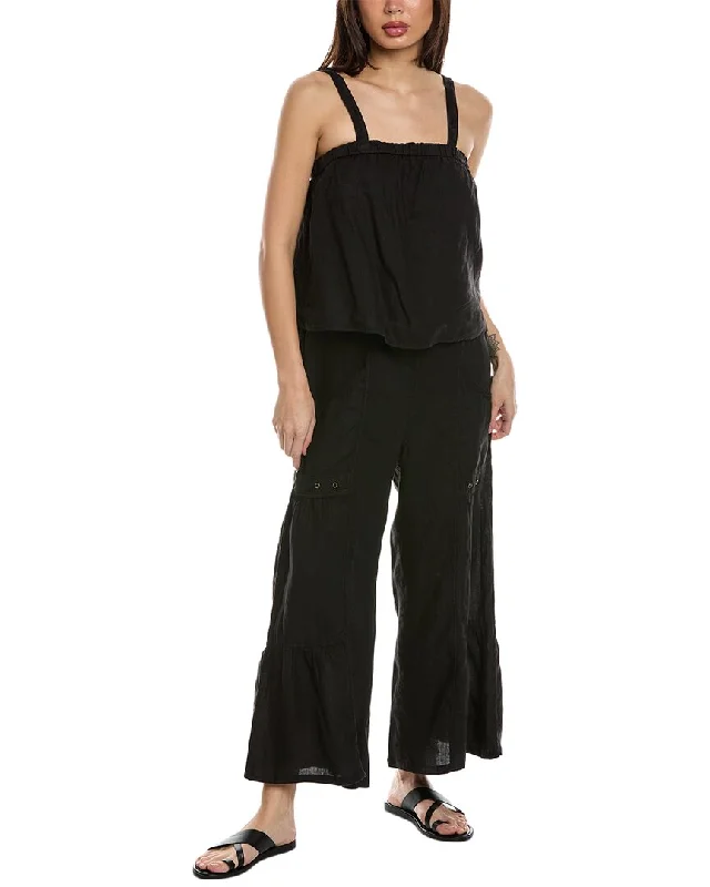 Women's Comfortable Lounge Outfit XCVI Cleon Flounce Linen Jumpsuit