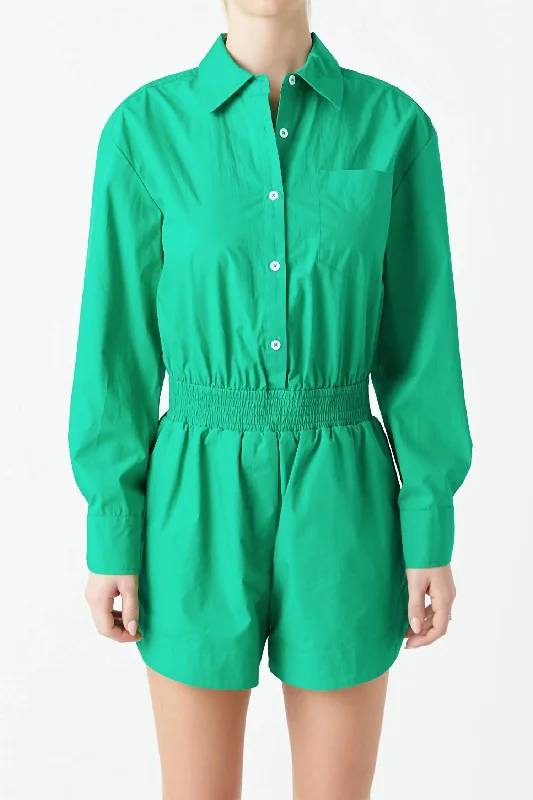 Women's Clothing With Trendy Designs Lucky Day Romper In Kelly Green