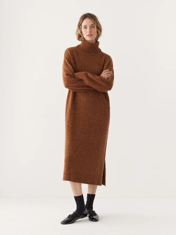 Effortless Chic for Women The Turtleneck Sweater Dress in Caramel