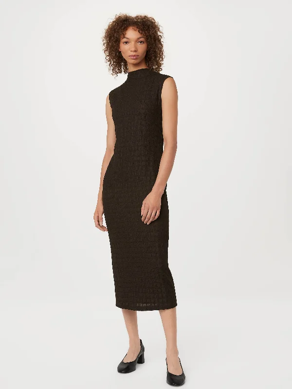 Women's Clothing Stores The Textured Midi Dress in Dark Chocolate