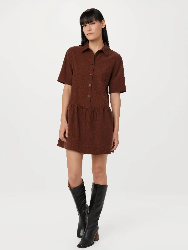 Women's High-End Clothing The Corduroy Shirt Dress in Pinot Noir