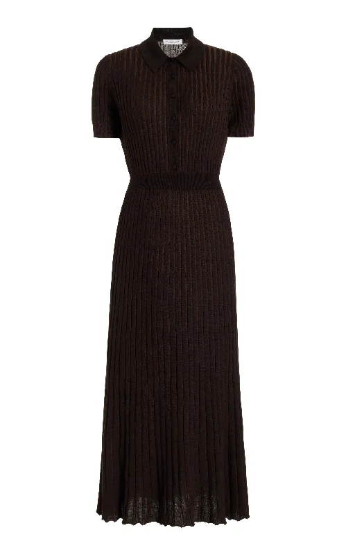 Women's Clothes And Garments Amor Knit Midi Dress in Chocolate Cashmere Silk