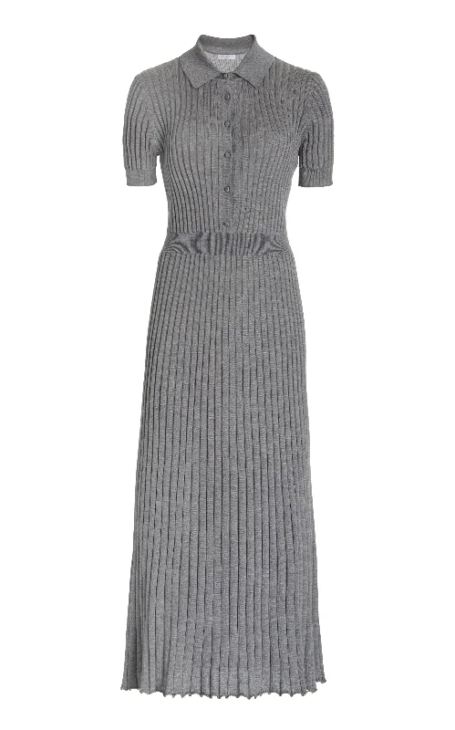 Comfortable Women's Apparel Amor Knit Midi Dress in Heather Grey Cashmere Silk