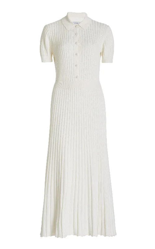 Women's Stylish Professional Garments Amor Knit Midi Dress in Ivory Cashmere Silk