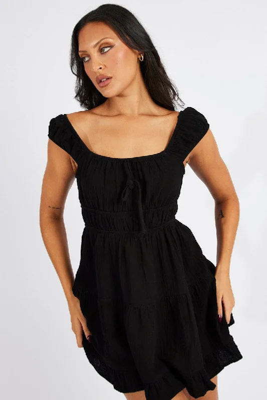 Online Boutique Stores Black Fit And Flare Dress Mini