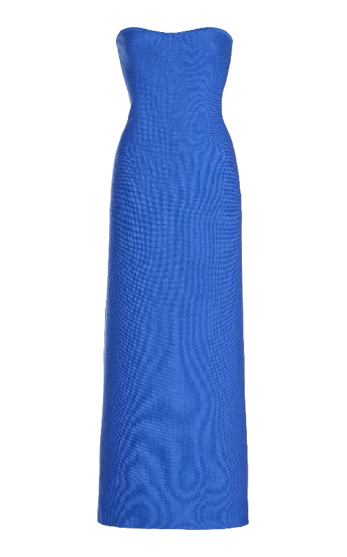 Women's Elegant Clothing Sets Calderon Knit Maxi Dress in Sapphire Merino Wool Cashmere