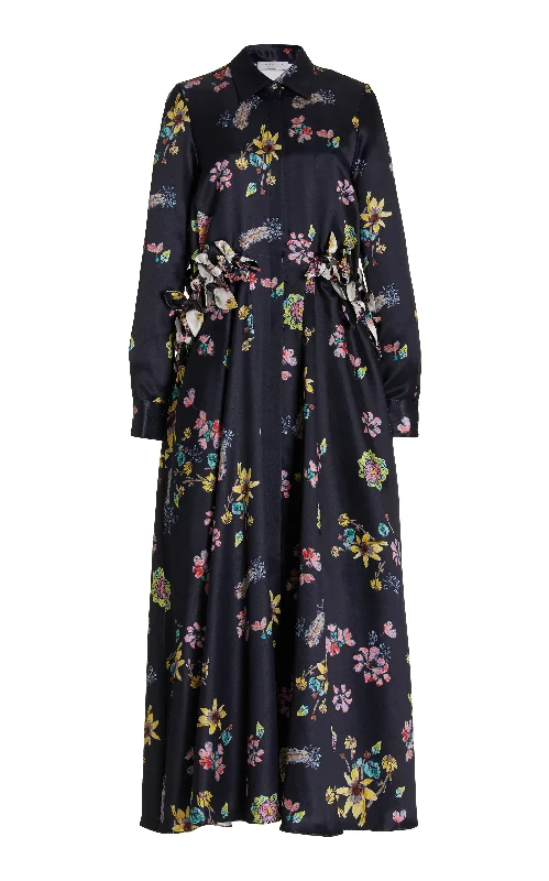 Women's Travel Garments Clive Shirtdress in Dark Navy Multi Printed Silk