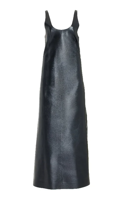 Summer Sale Ellson Maxi Dress in Black Metallic Nappa Leather