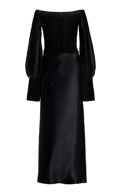 Women's Charming Outfit For Events Gilman Dress in Black Silk