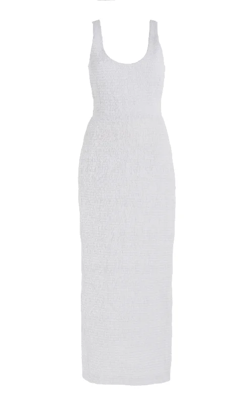 Women's Clothing For Work Girard Shirred Maxi Dress in White Aloe Linen