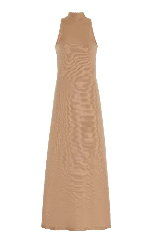 Women's Night-Out Outfit Kenna Knit Dress in Camel Merino Wool