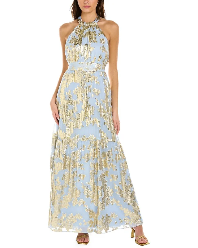 Women's Professional Clothes ML Monique Lhuillier Chiffon Silk-Blend Maxi Dress