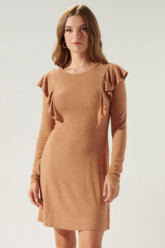 Clothes Of Woman Neada Ruffle Detail Mini Knit Dress