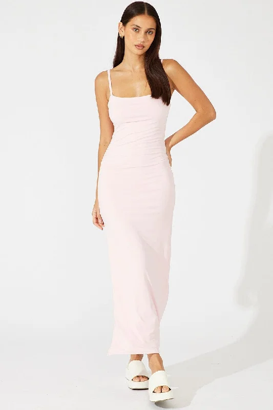 Timeless Women's Clothing Pink Supersoft Slim Fit Maxi Dress