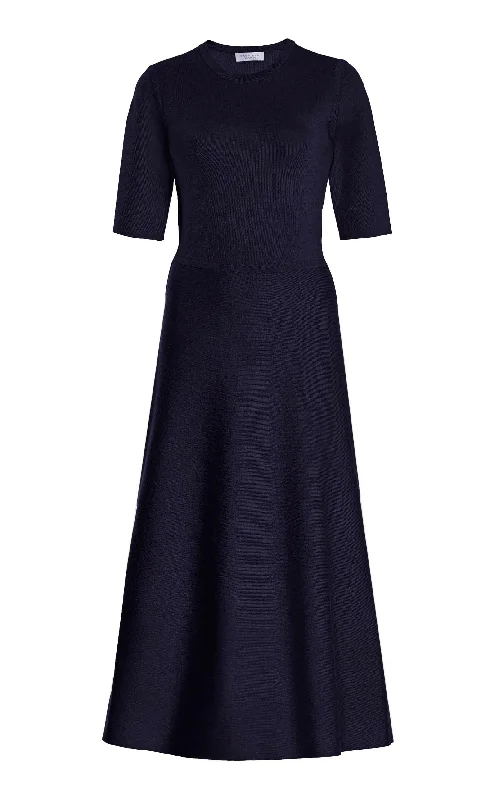 Best Clearance Sales Right Now Seymore Knit Midi Dress in Dark Navy Merino Wool Cashmere