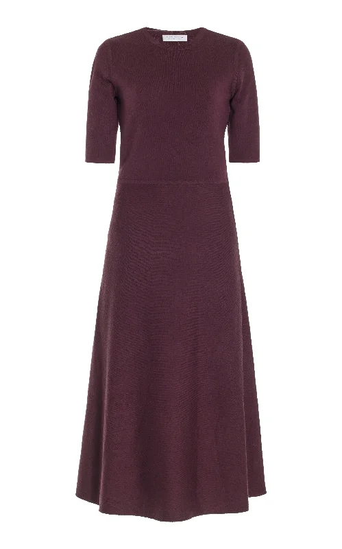 Online Clothing Boutiques Seymore Knit Midi Dress in Deep Bordeaux Merino Wool Cashmere