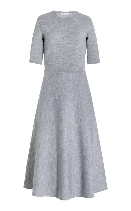 Affordable Women's Outfit Seymore Knit Midi Dress in Heather Grey Merino Wool Cashmere