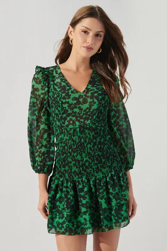 Online Clothing Stores Shego Floral Smocked Drop Waist Mini Dress