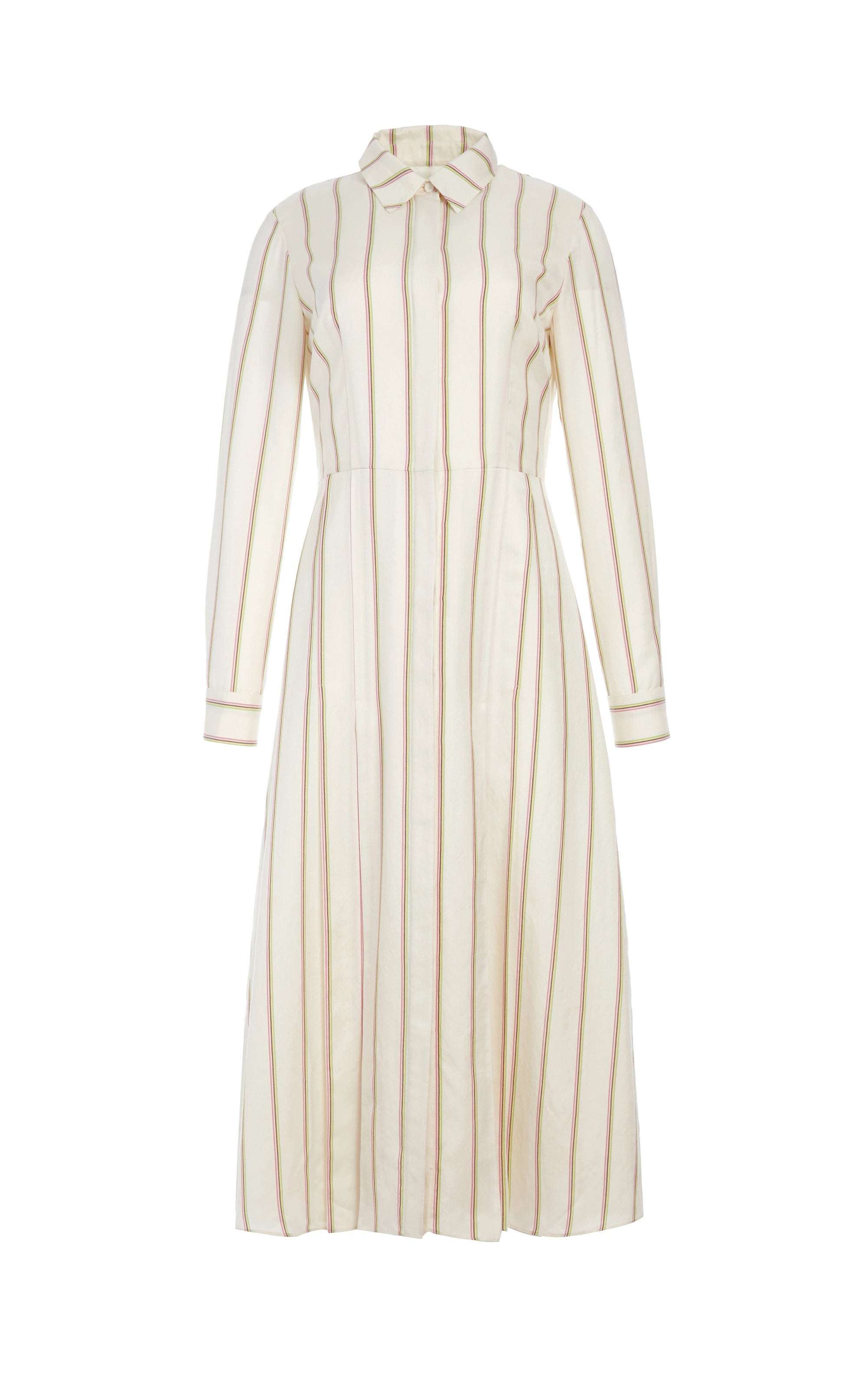 Sales Clothes Vanessa Shirtdress in Ivory Multi Stripe Wool Silk