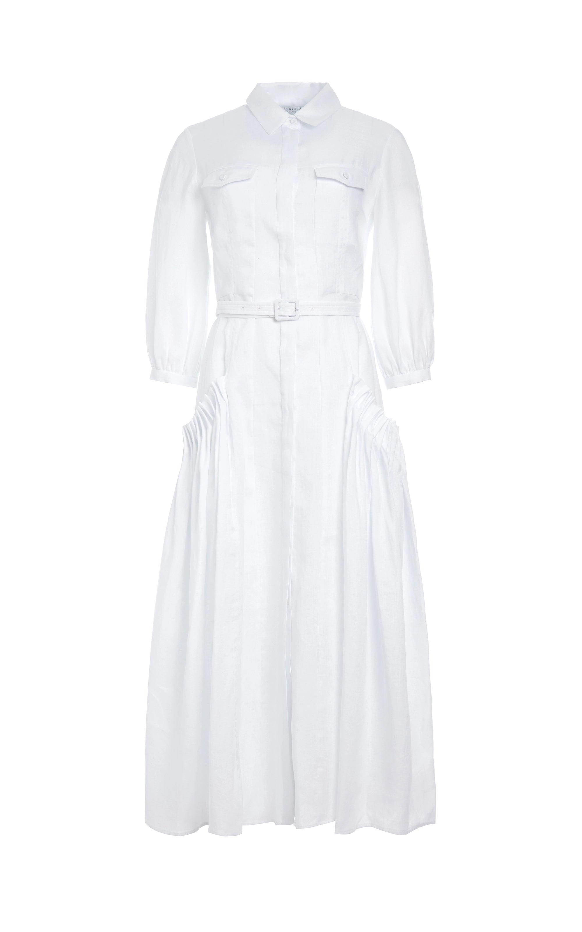 Effortless Chic for Women Woodward Pleated Shirtdress in White Aloe Linen