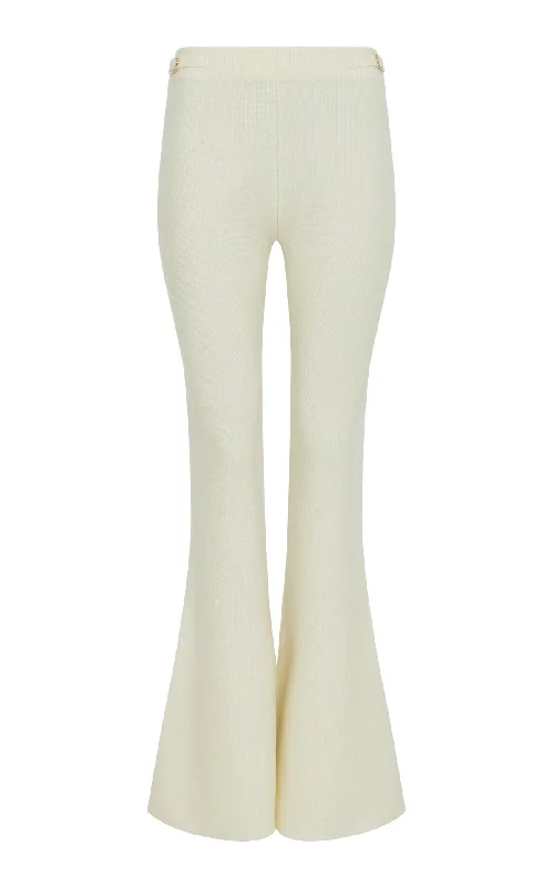 Chic Women's Garments Ayala Flare Cropped Knit Pant in Ivory Merino Wool Cashmere