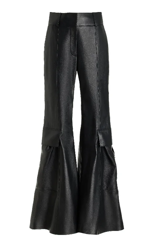 Women's Clothes Bate Cargo Pant in Black Nappa Leather