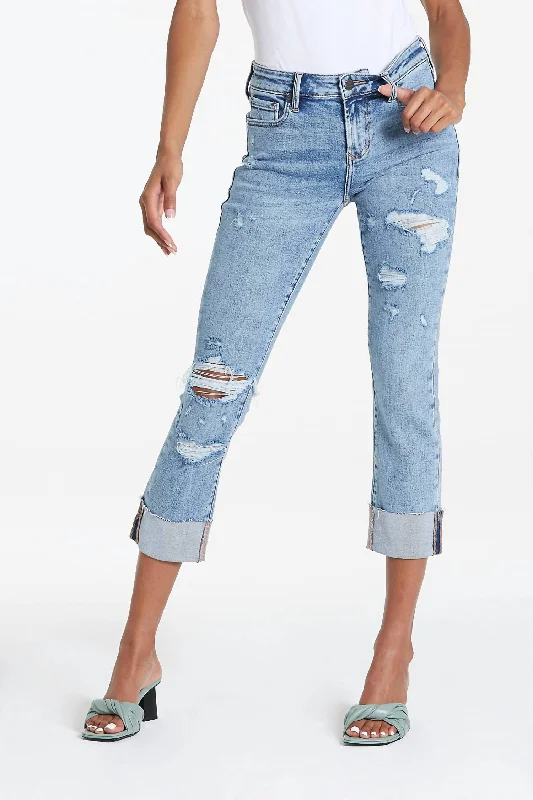 Extreme Clearance Deals Blaire High Rise Cuffed Slim Straight Jean In Glass Beach