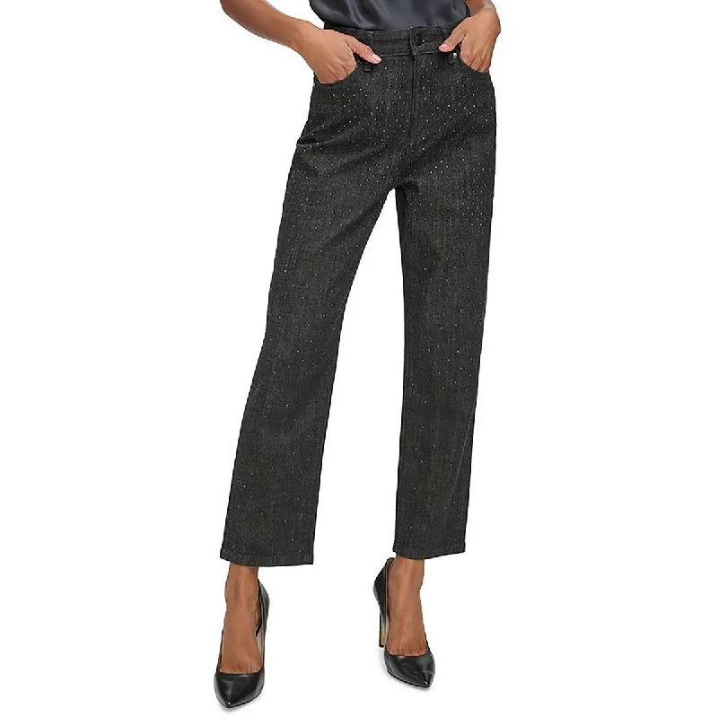 Comfortable Lounge Clothing Cannes Womens High-Rise Straight Leg Cropped Jeans