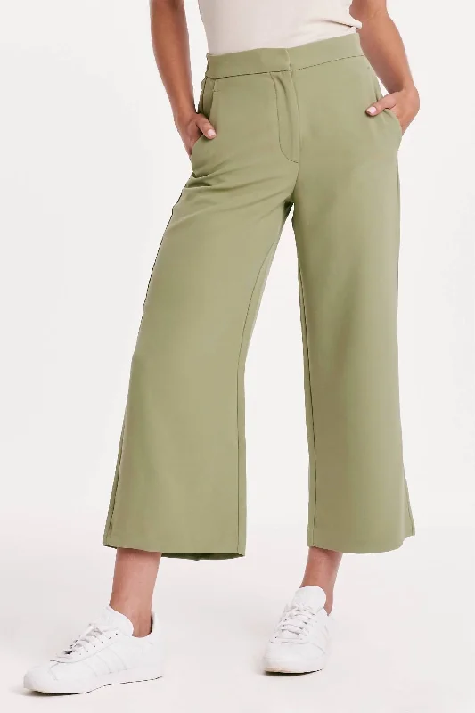 Clothing Store Denali High Rise Wide Leg Cropped Pant In Eucalyptus