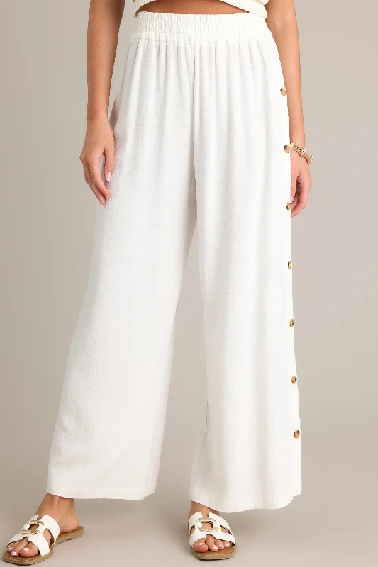 Women's Clothing Boutique Effortless Glam Ivory Wide Leg Pants