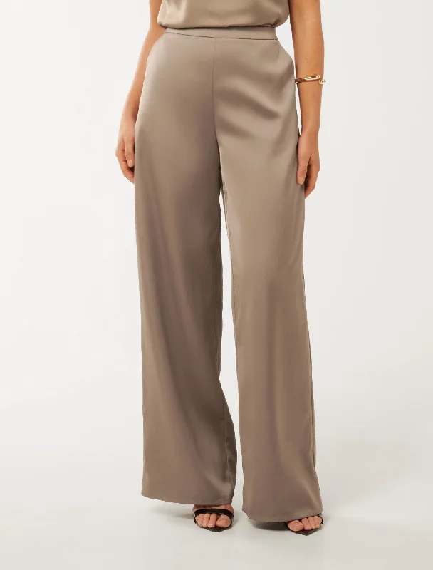 VIP Member Discount Emila Satin Wide Leg Pants