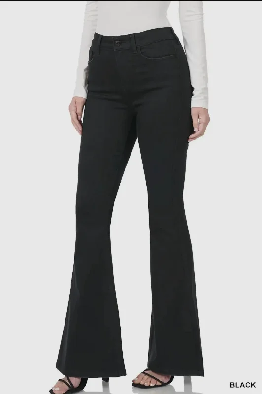 Women's Trendy Attire High Rise Flare Jeans In Black