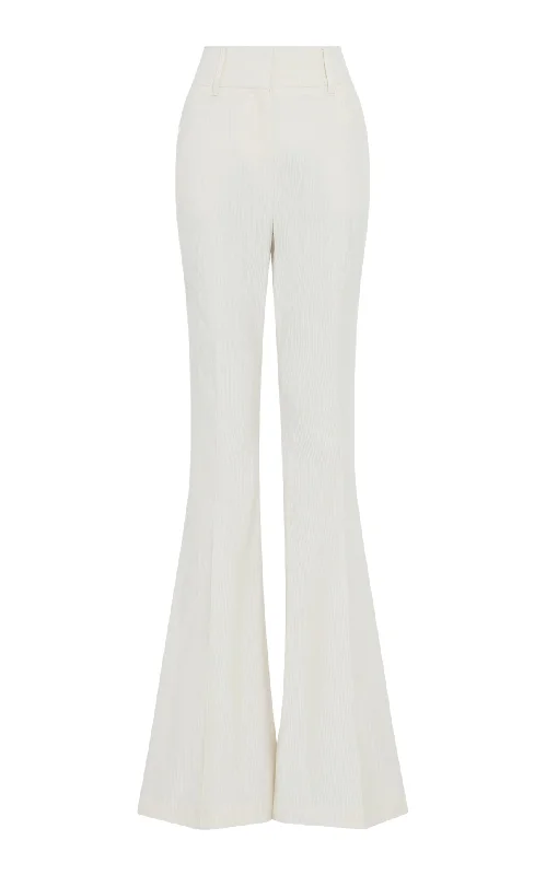 Women's Comfy Attire For Lounging Ianthe Flare Pant in Ivory Sea Island Cotton Corduroy