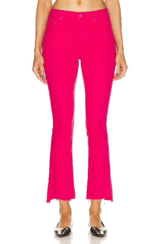 Comfortable Women's Clothes Insider Crop Step Fray Jeans In Raspberry Sorbet