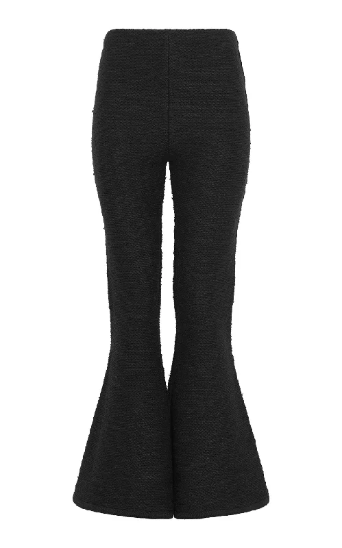 Women's Clothes For The Office Karpo Flare Cropped Knit Pant in Black Cashmere Silk