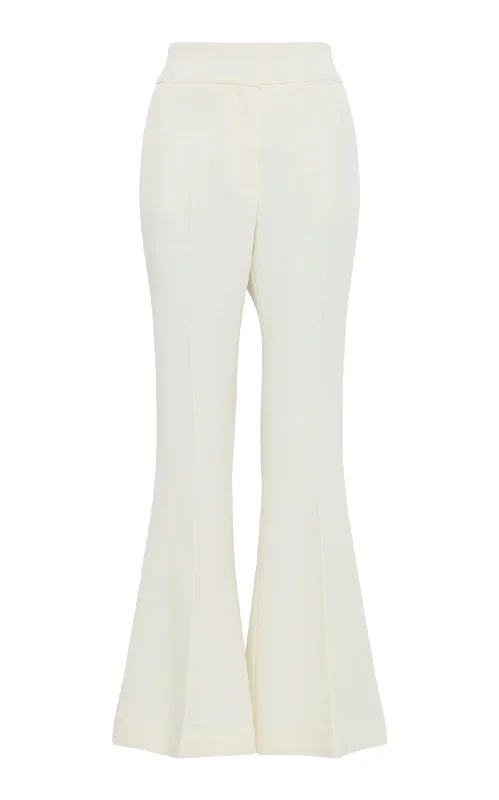 Vintage-Inspired Garments Marsh Flare Cropped Pant in Ivory Wool Crepe