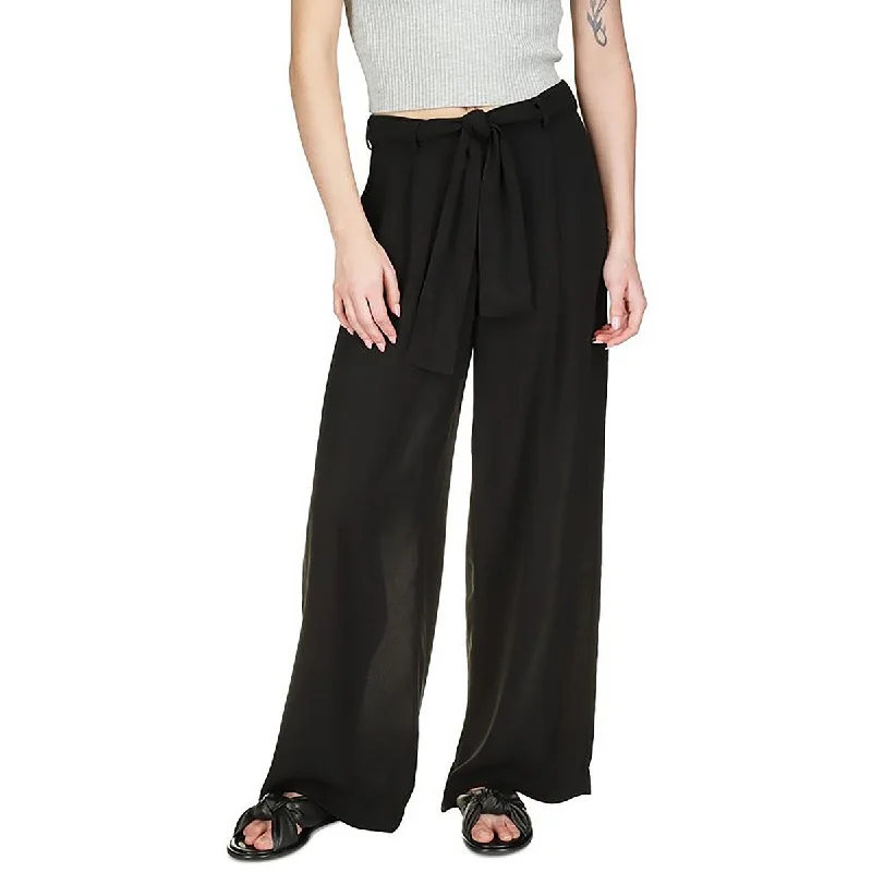 Woman Clothing Petites Womens Sheer Crepe Wide Leg Pants