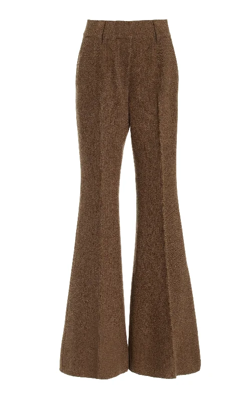 Women Wear Online Rhein Pant in Chocolate Multi Virgin Wool Cashmere Herringbone