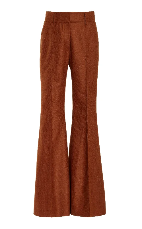 Best Online Boutiques For Women Rhein Pant in Rust Melange Virgin Wool Cashmere Flannel