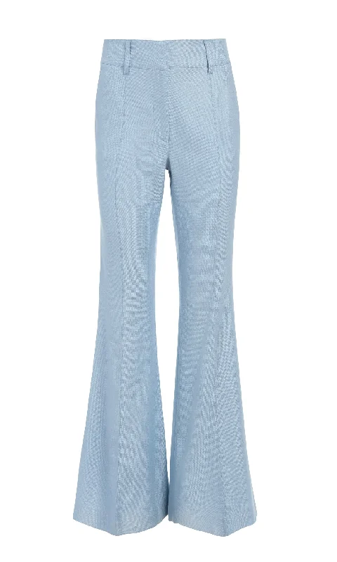 Elegant Women's Clothing Online Rhein Pant in Stone Blue Silk Virgin Wool