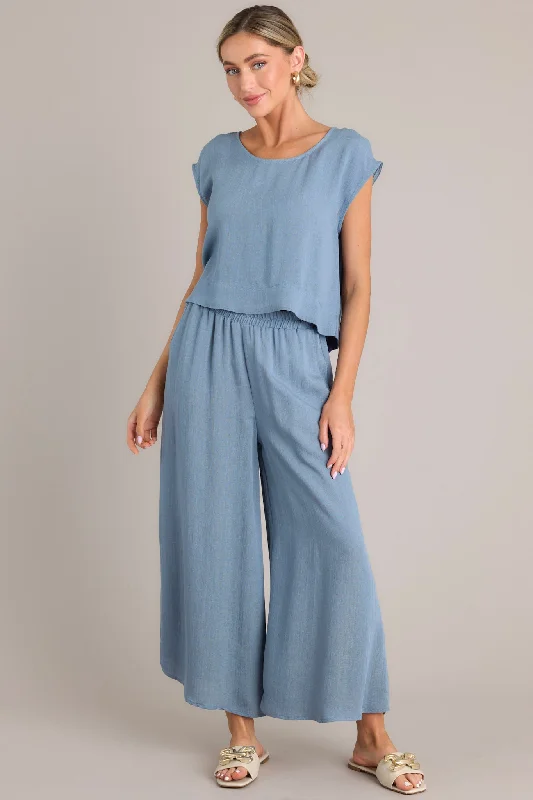 Women's Evening Wear Timeless Threads Slate Blue Cropped Pants