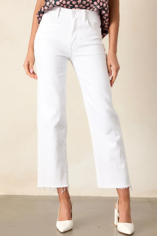 Stylish Everyday Clothing Urban Edge White High Rise Cropped Wide Leg Jeans