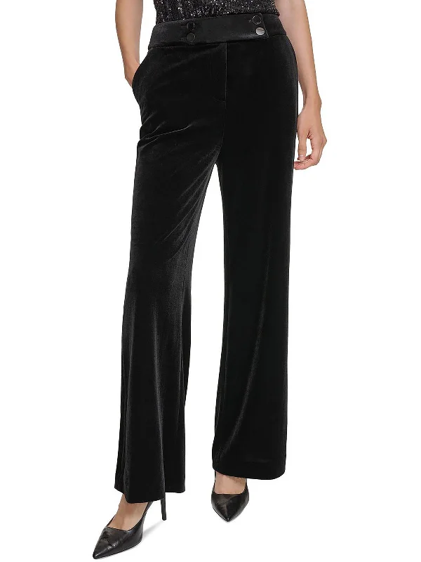 Casual Clothes For Women Whitney Womens Velvet High-Rise Wide Leg Pants