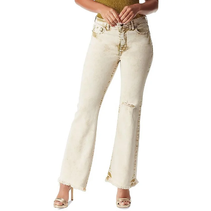 Women's Evening Wear for Special Occasions Womens Denim Raw Hem Flared Jeans