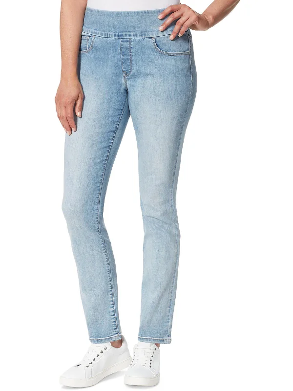 Women's Comfortable Apparel Womens High Rise Pull On Straight Leg Jeans