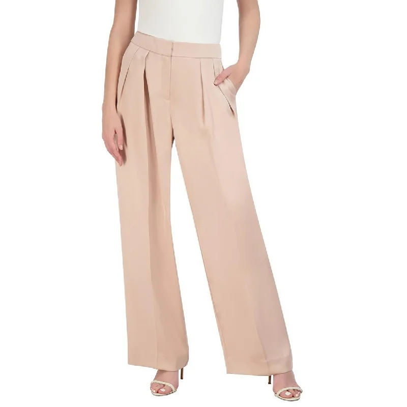 Women's Resort Attire Womens Pleated Double Weave Wide Leg Pants