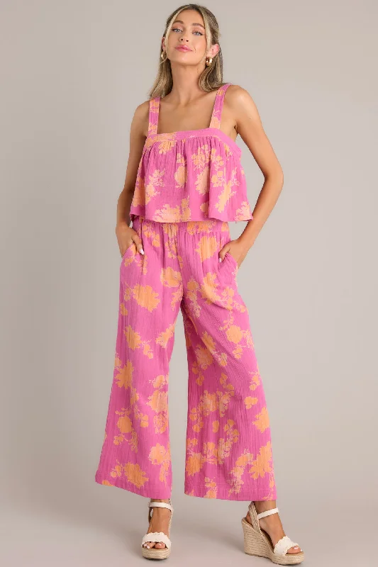 Women's Vintage Attire Z-Supply Monte Sunshine Raspberry Sorbet Floral Pants